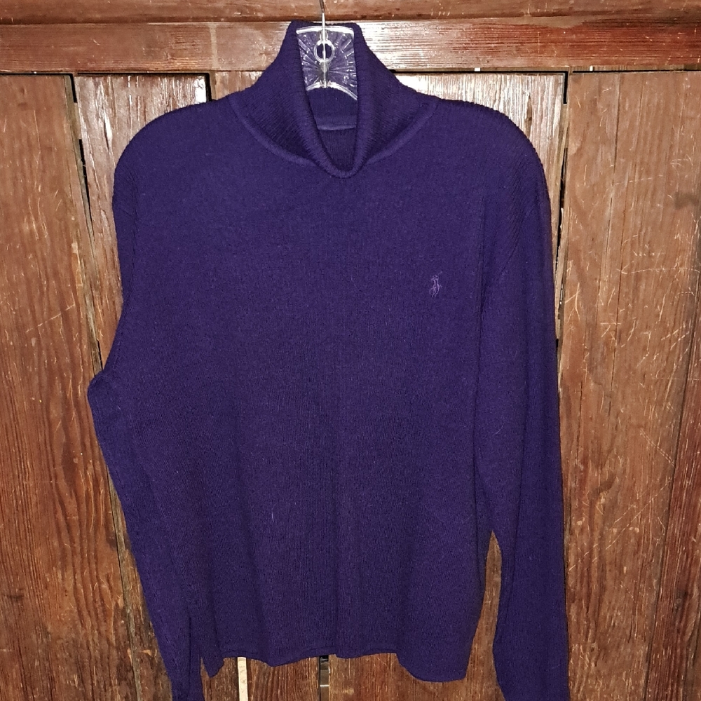 Ralph Lauren L 100% Lambswool Purple Turtleneck Sweater